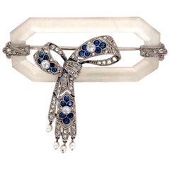 fine floor кварц Art Deco Quartz Crystal Diamond Sapphire Platinum Brooch Pin Estate Fine Jewelry