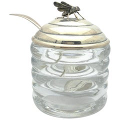 Art Deco R Blackinton Honey Jar with Bee Sterling Silver and Glass