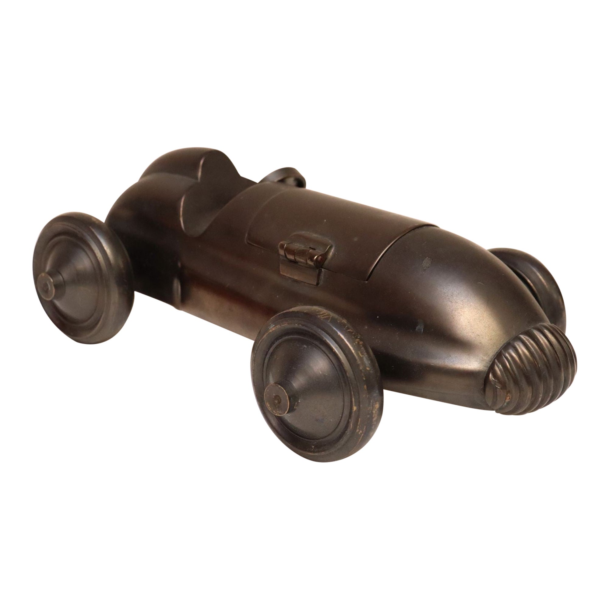 Art Deco Rennwagen Roadster Modell / Briefbeschwerer aus Bronzeguss
