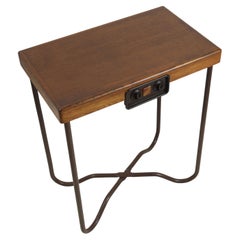 Art Déco Radio Table Tubular / Side Table / Radio Contrôle in Steel Oak, 1950