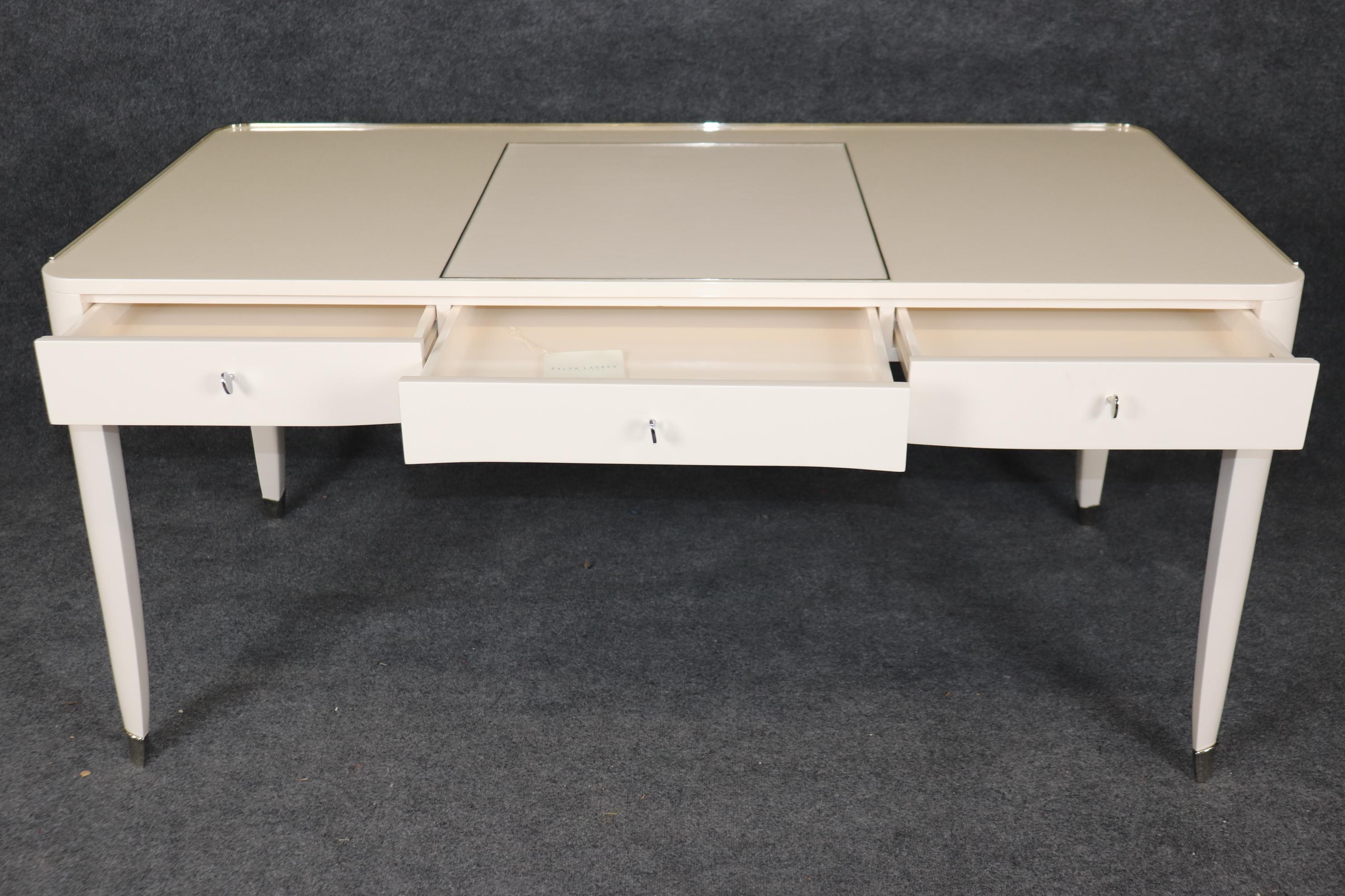 Contemporary Art Deco Ralph Lauren Paris One Fifth White Lacquered Writing Desk