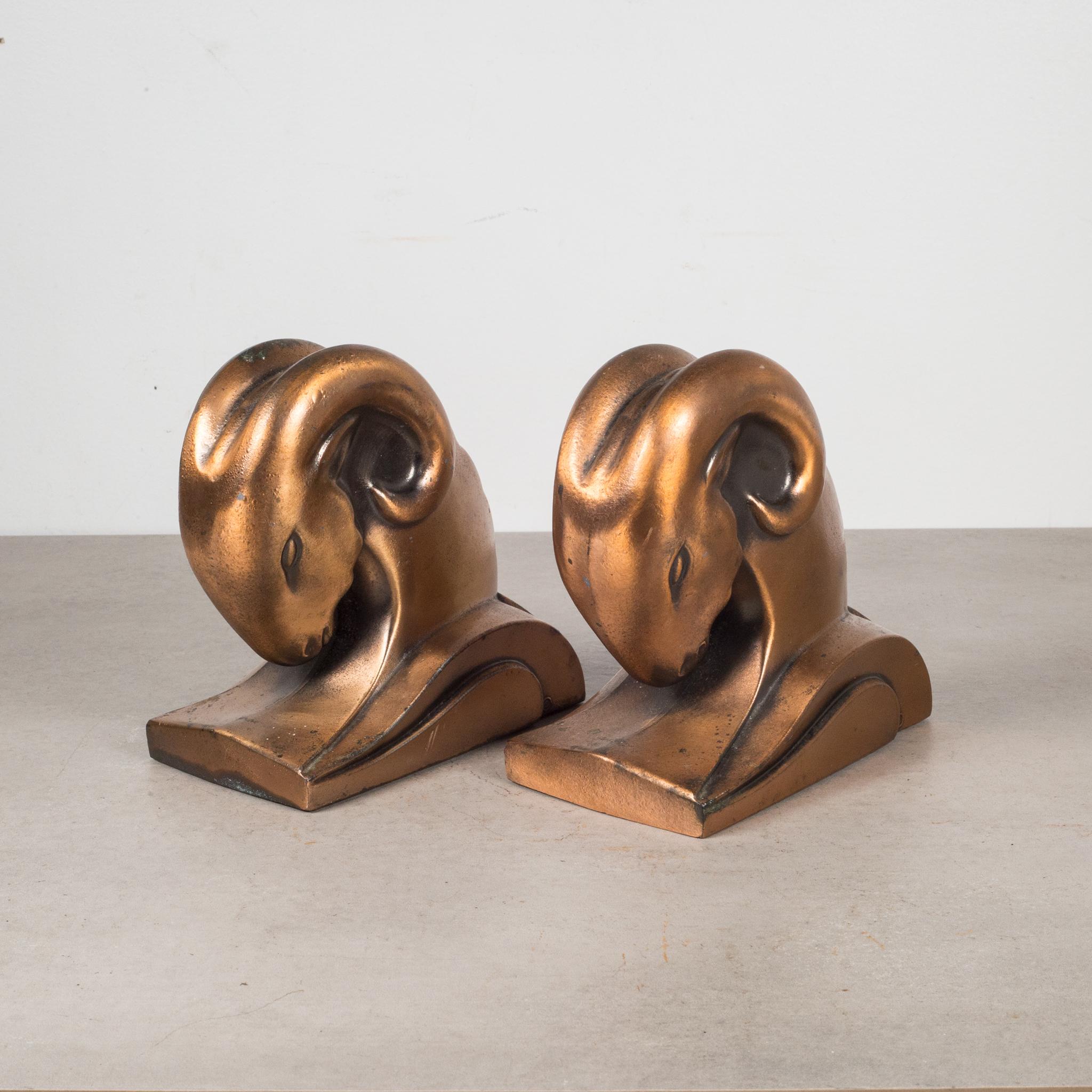 About

These cast Art Deco bookends of stylized ram's heads were manufactured by the Cornell Foundry in New York in the 1930s. They appear to have been made by a lost-wax casting process. Marked with a copyright symbol Cornell.

Creator Cornell