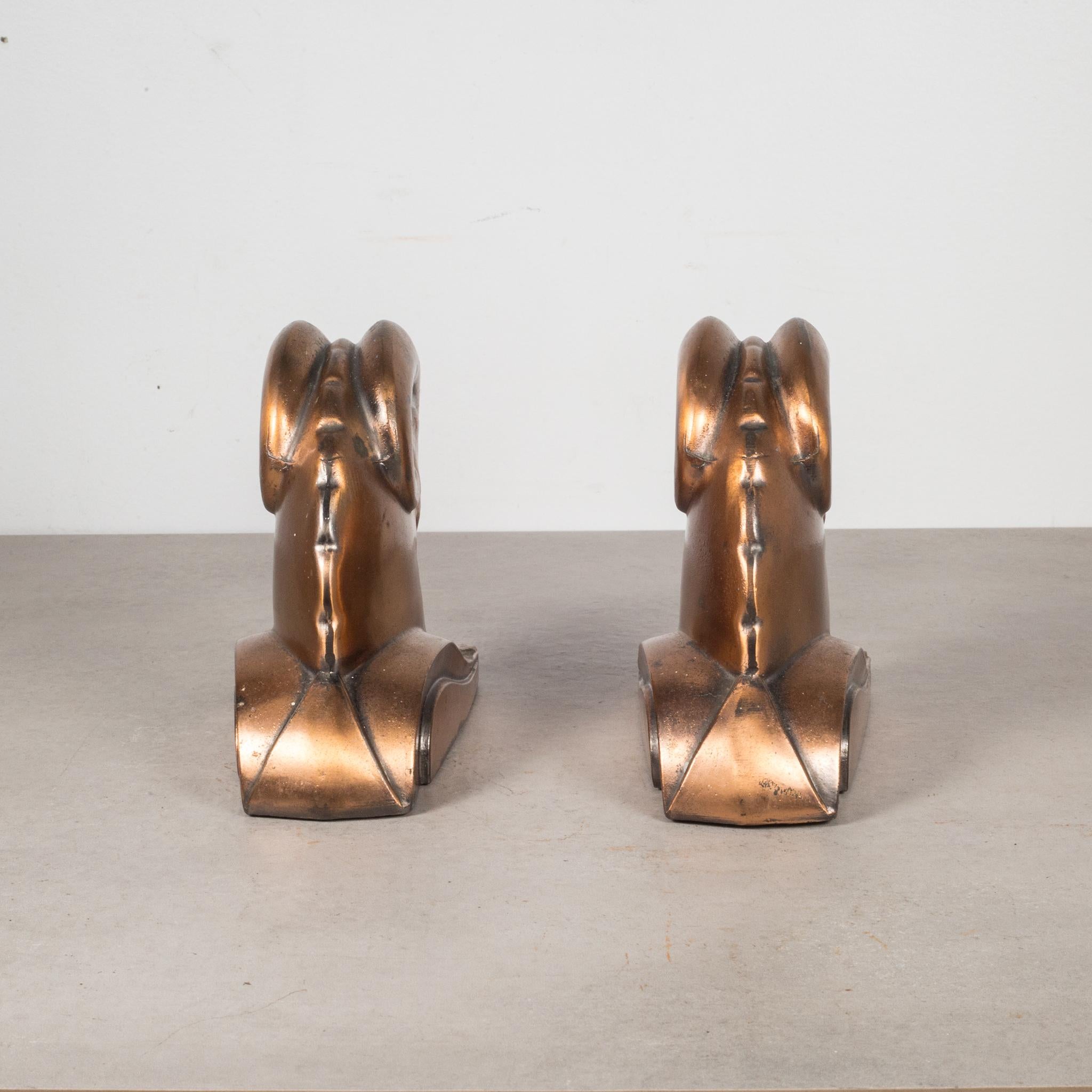 Art Deco Ram's Head Bookends by Cornell Foundry, circa 1930 In Good Condition In San Francisco, CA