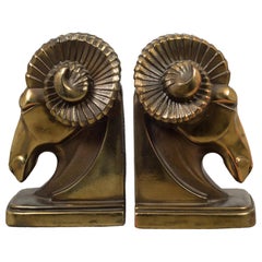 Art Deco Ram's Head Bookends, circa 1930