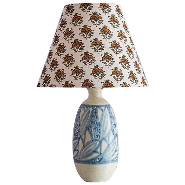 Art Deco Raoul Lachenal Ceramic Lamp Base with Customized Lampshade, 1930