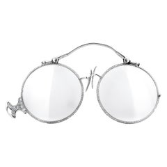 Art Déco Raro 1920 Platino Diamante 0,22 Quilates Retráctil Gafas 1,75 Pulgadas