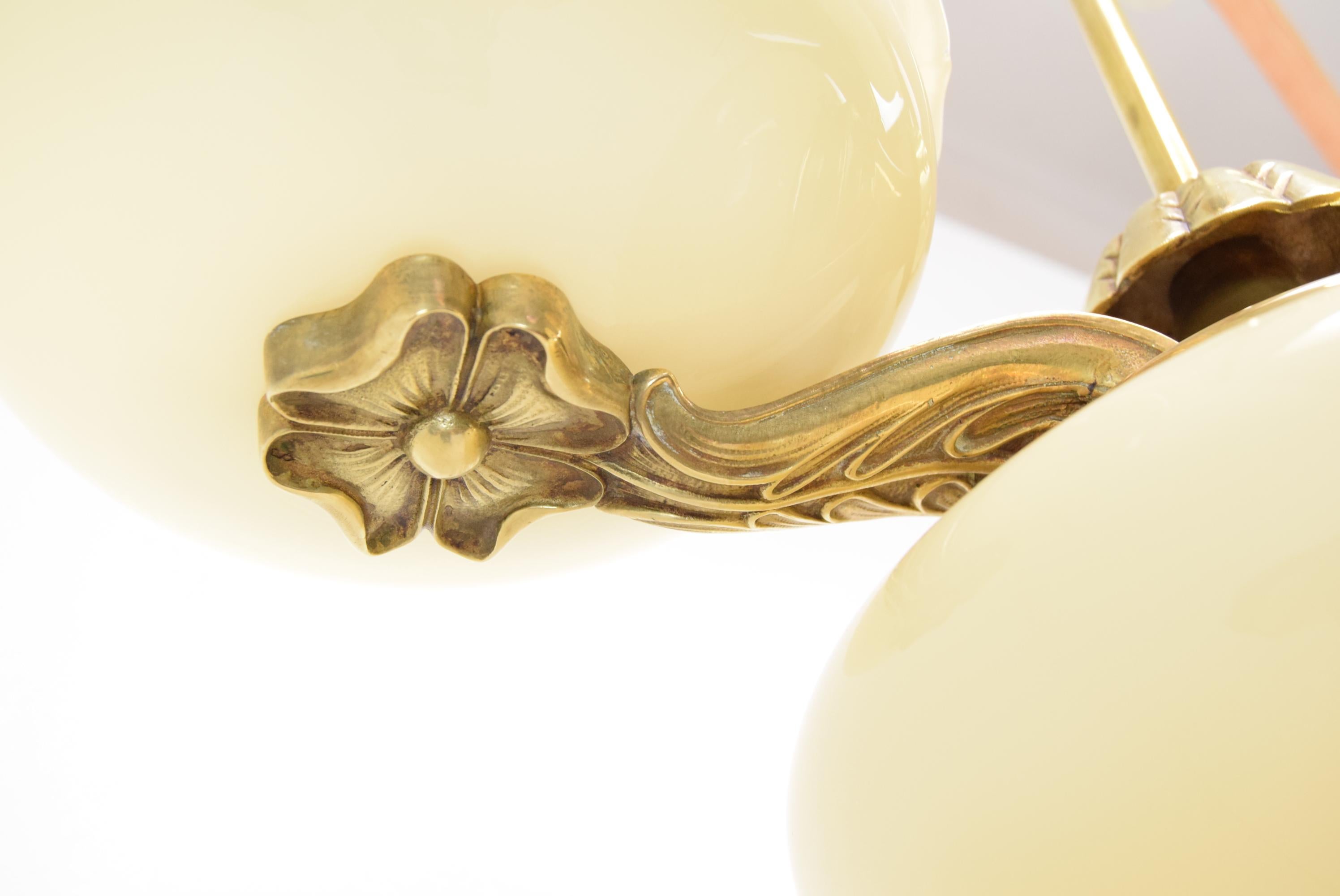 Art Deco Rare Brass Chandelier, 1930's 9