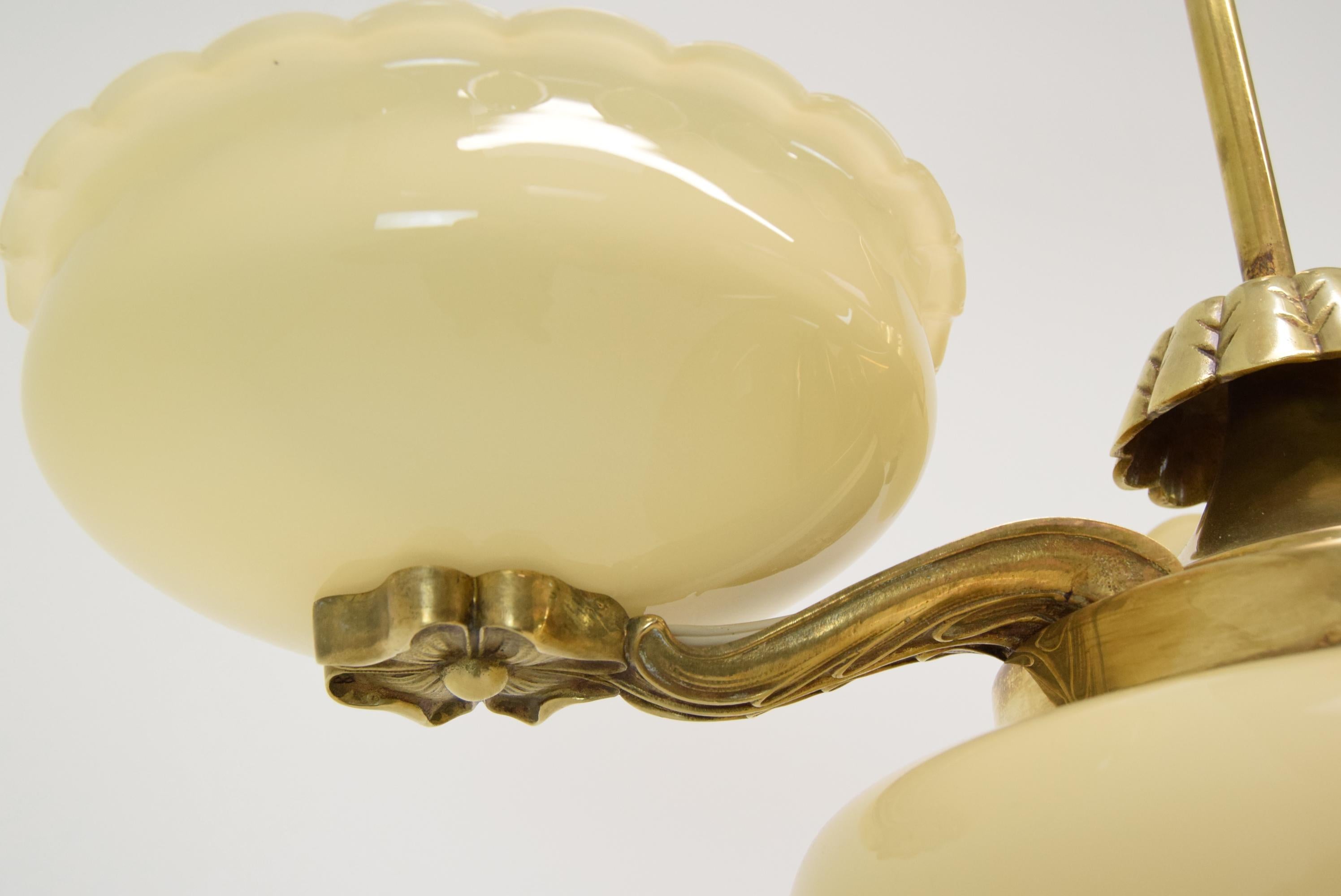 Art Deco Rare Brass Chandelier, 1930's 10
