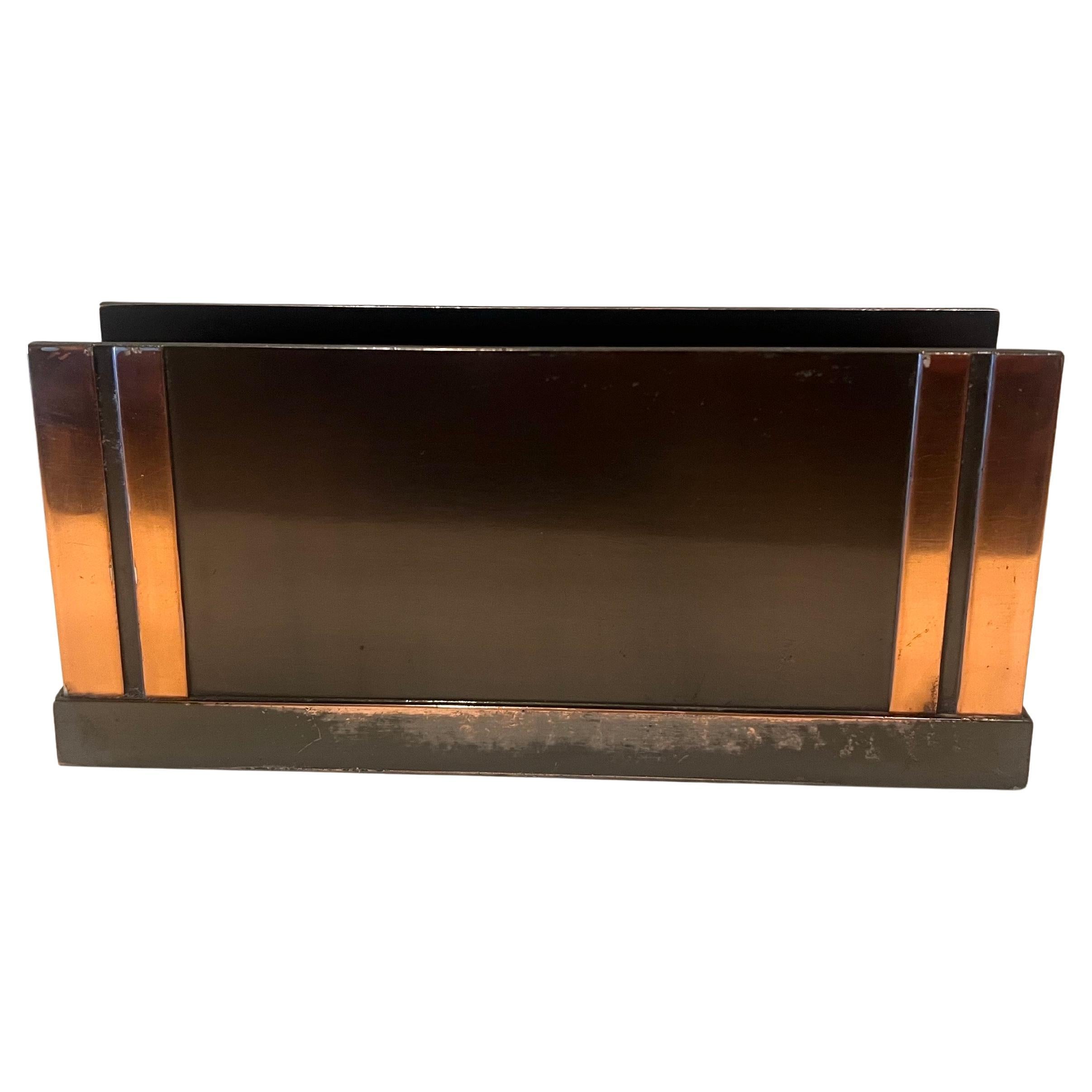 American Art deco Rare Bronze & Copper Letter & Pen Desk top Holder For Sale