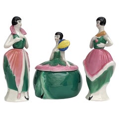 Art Deco Rare Ceramic Perfume Vanity Set, German, c1930