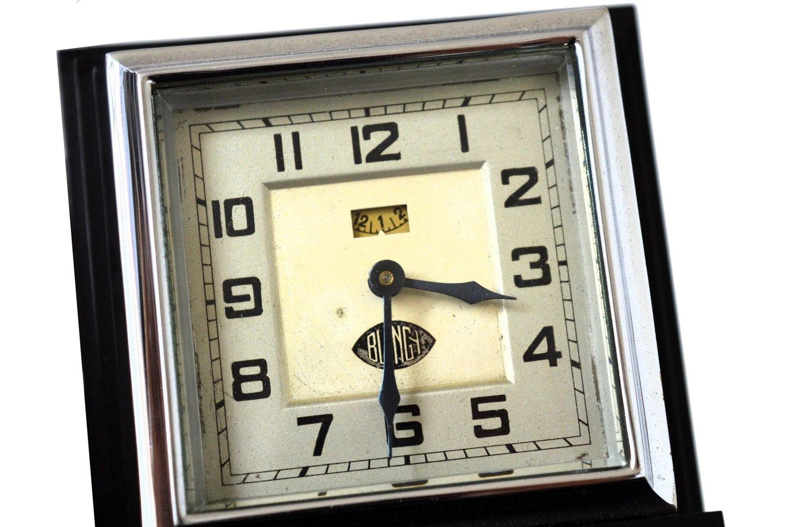 Superb 1930’s Art Deco French bakelite clock by Blangy, totally authentic . Blangy is a French clock maker and in our opinion offers some of the most distinctive Art Deco clock dials available. This example is no exception, it really can't be