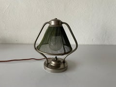 Art Deco Rare Green Fabric Shade Single Bedside Lamp, 1940s, Germany