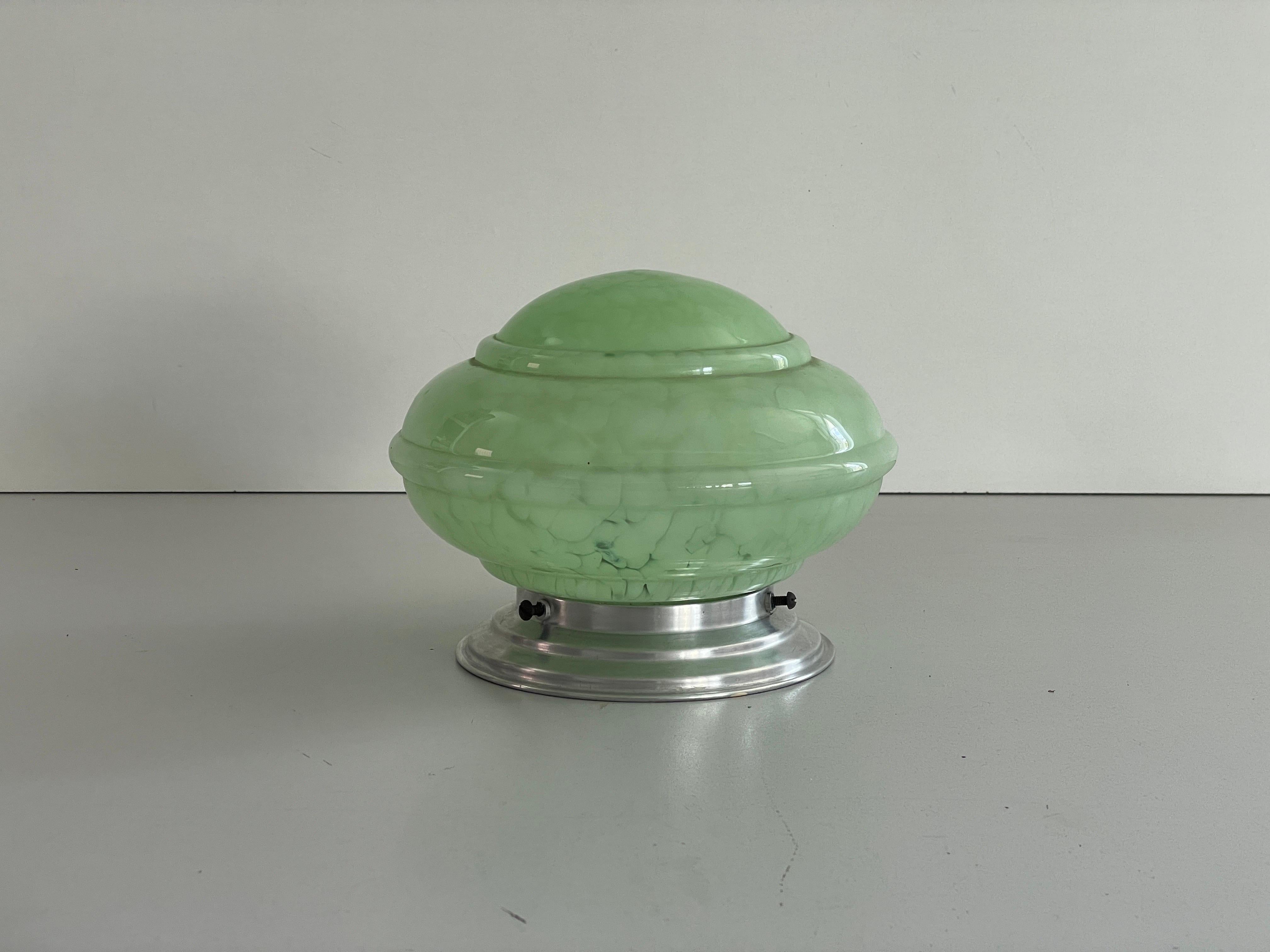 Art Déco Lampada da incasso in vetro verde Art Deco, anni '40, Germania in vendita