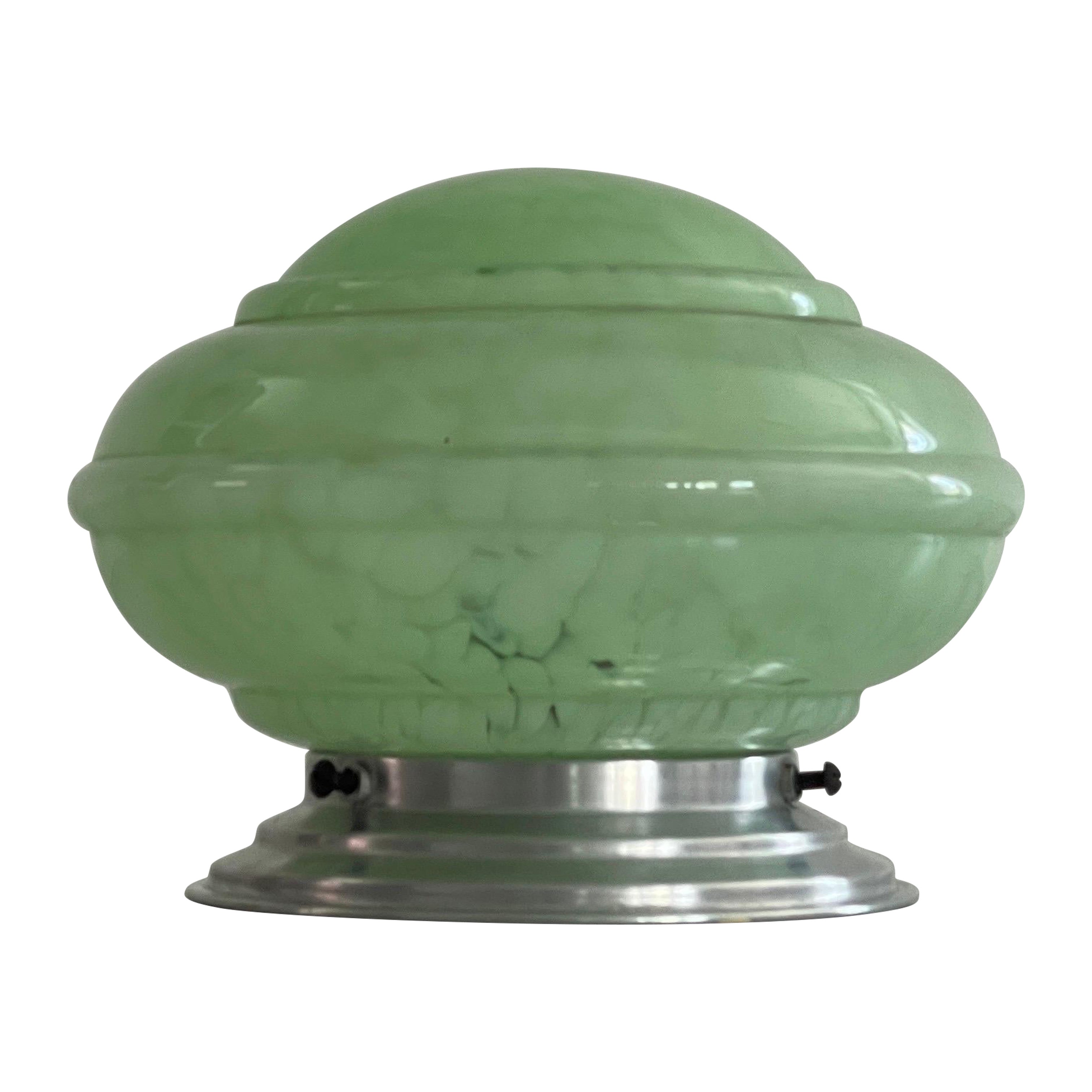 The Artfulene Green Glass Flush Mount Light, 1940s, Allemagne
