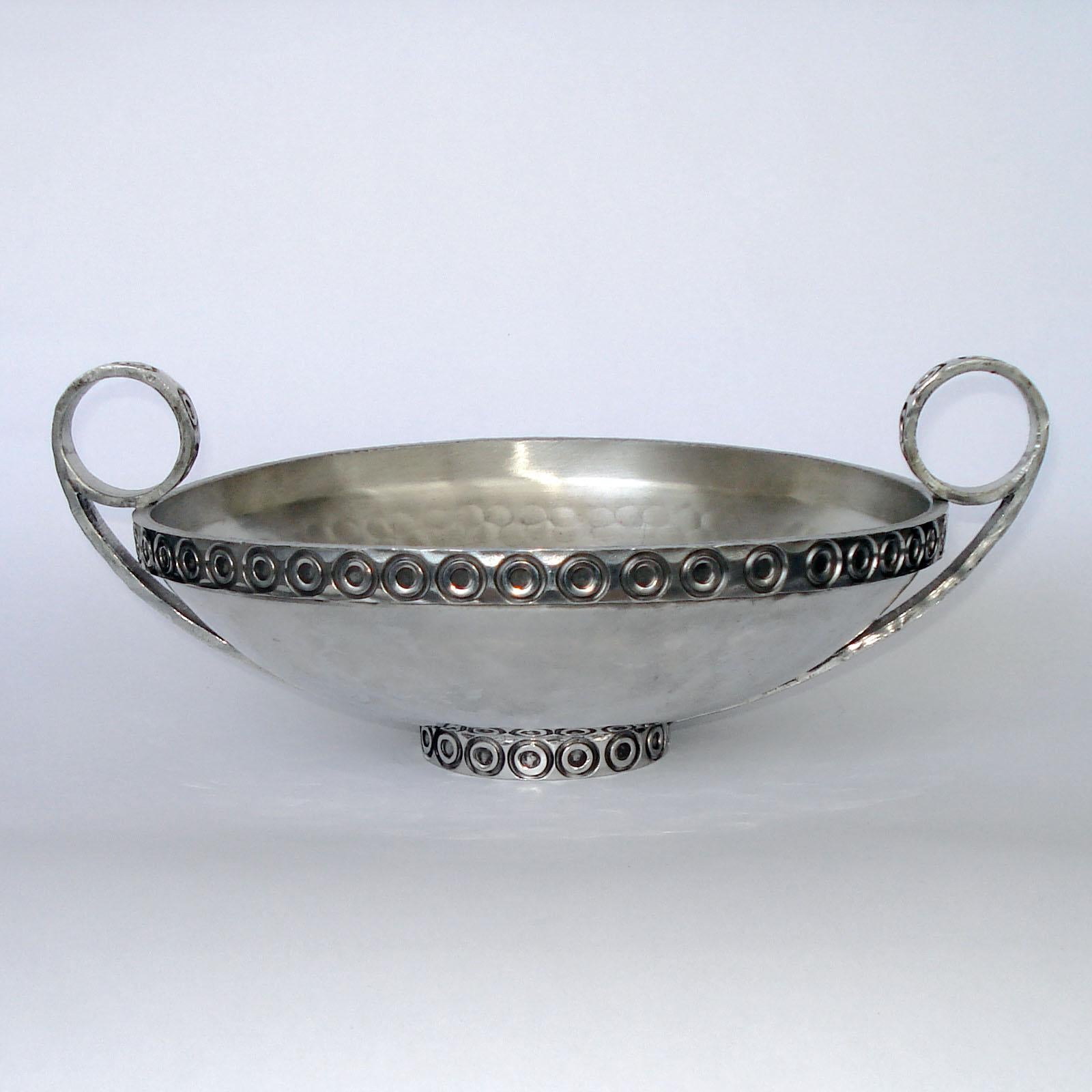 Norwegian Art Deco Rare Handled Pewter Bowl, Norway, 1940s