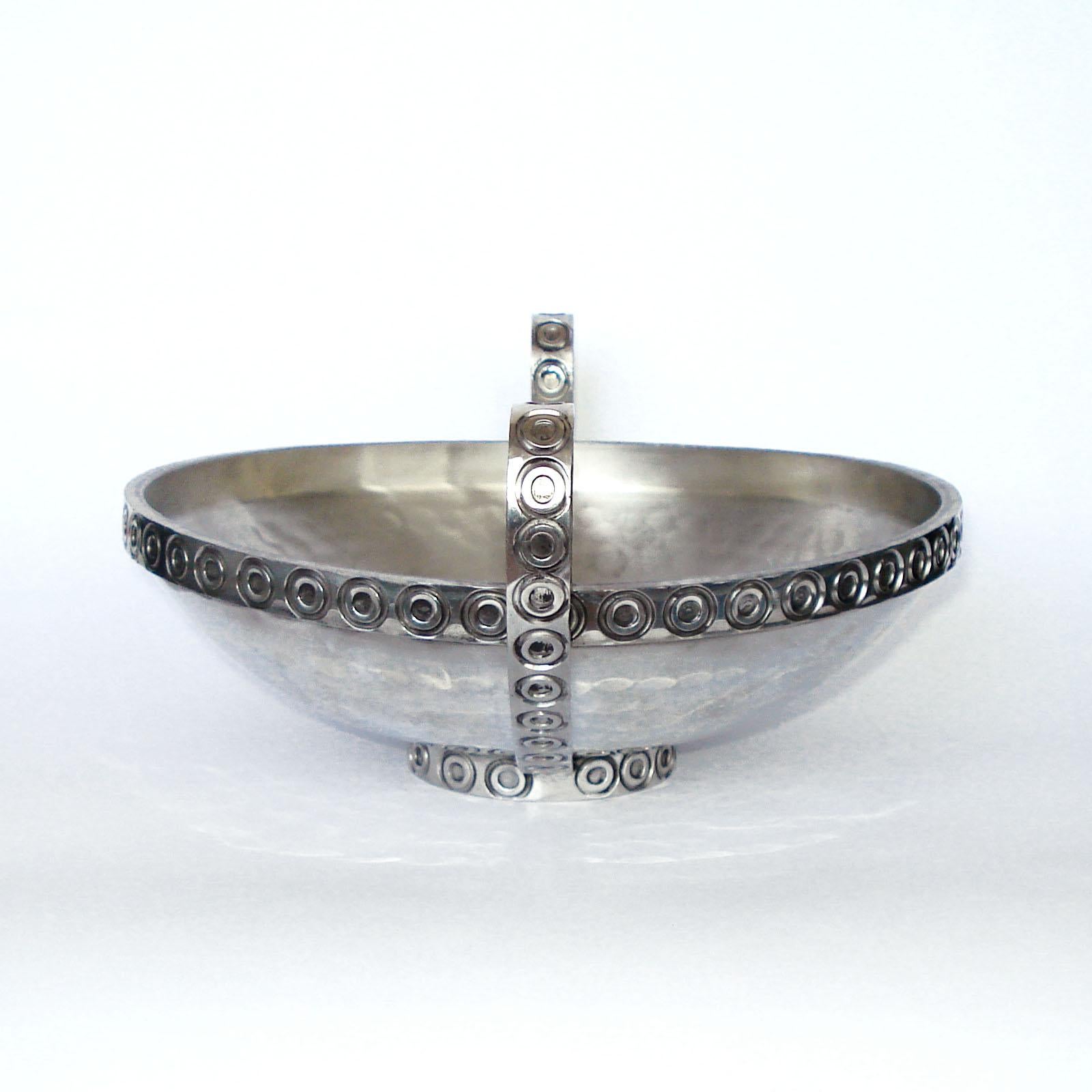 Mid-20th Century Art Deco Rare Handled Pewter Bowl, Norway, 1940s