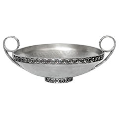 Art Deco Rare Handled Pewter Bowl, Norway, 1940s