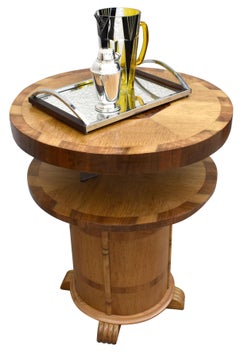 Art Deco Rare Metamorphic Two Tier Walnut Cocktail Table, English, circa 1930