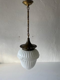 Art Deco Rare Milk Glass Ceiling Lamp in Unique Form, 1940s, Germany