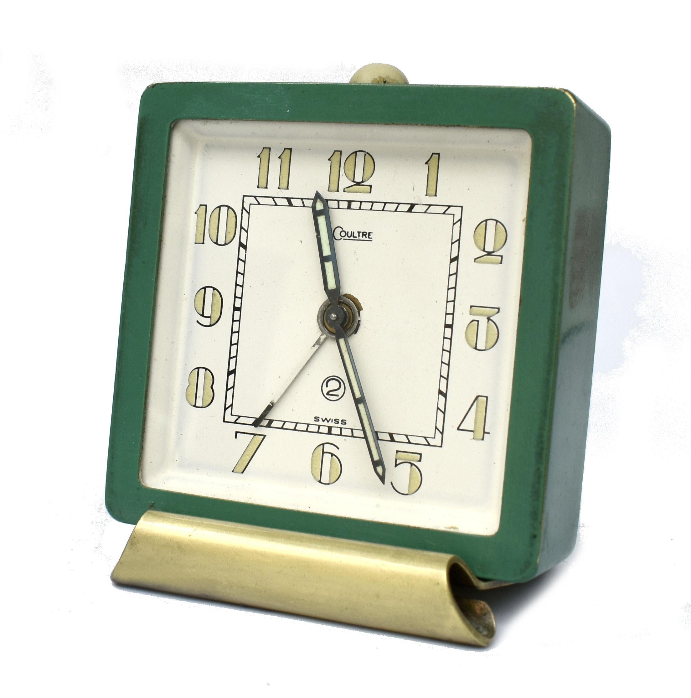 Horloge d'alarme miniature Art Déco rare de Jaeger-LeCoultre, vers 1930 en vente 2