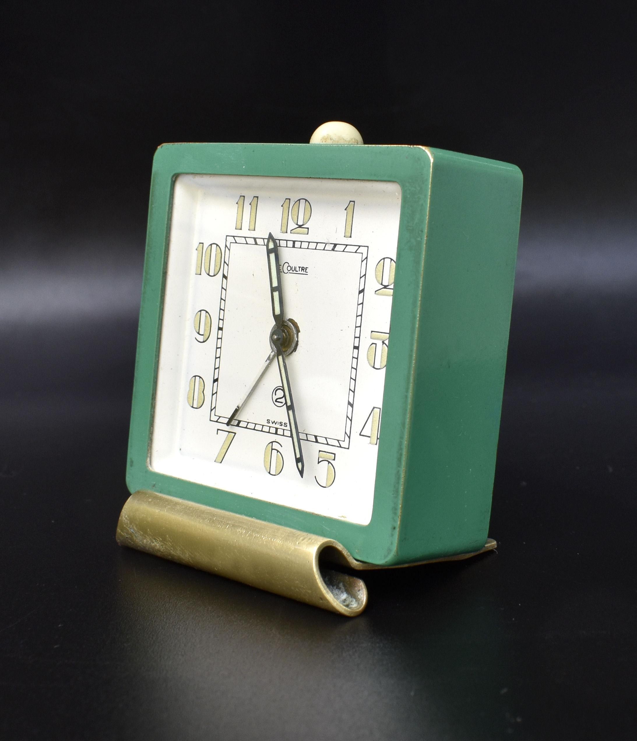 Swiss Art Deco Rare Miniature Alarm Clock by Jaeger-LeCoultre, c1930 For Sale