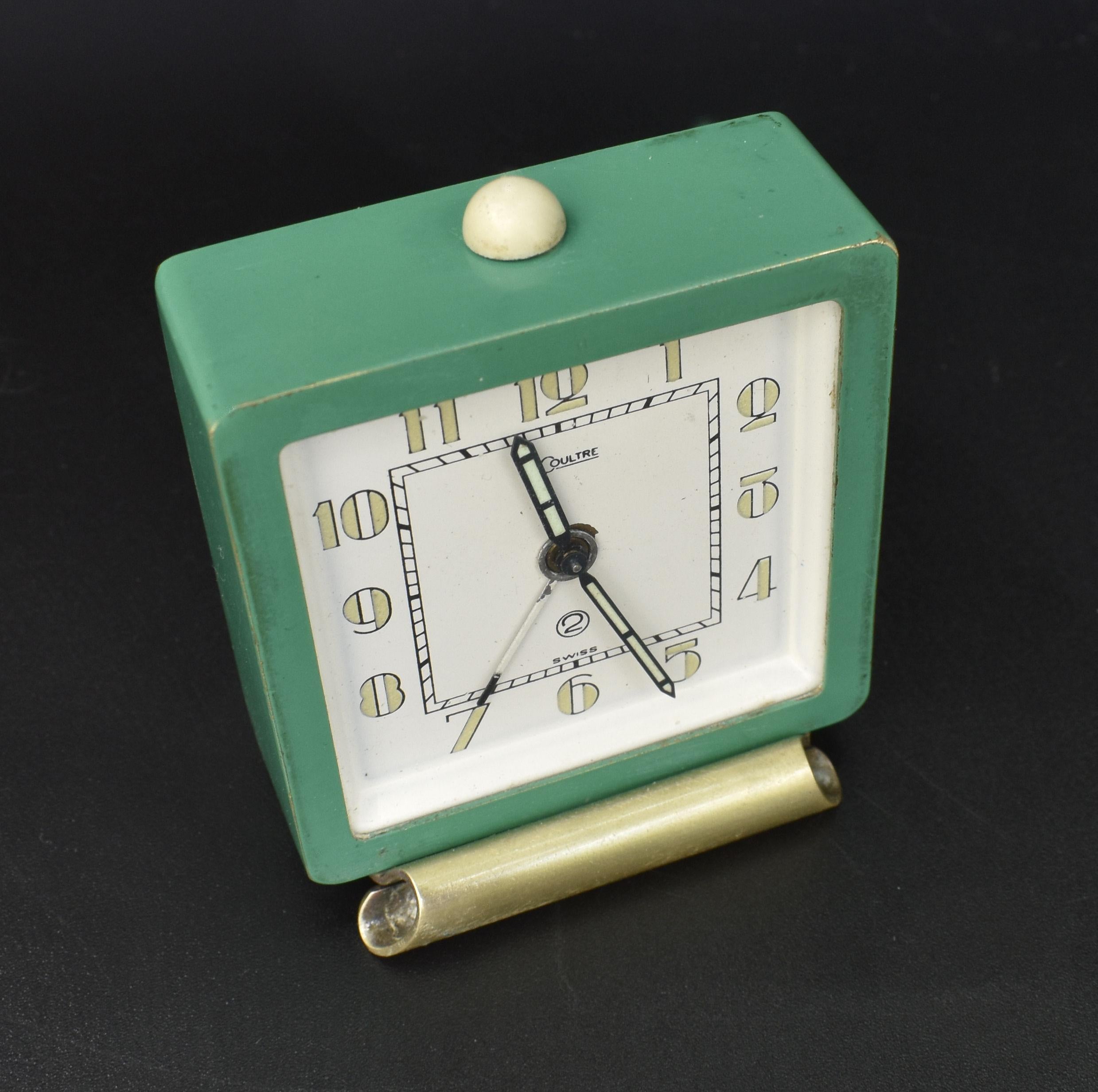 Horloge d'alarme miniature Art Déco rare de Jaeger-LeCoultre, vers 1930 Bon état - En vente à Devon, England