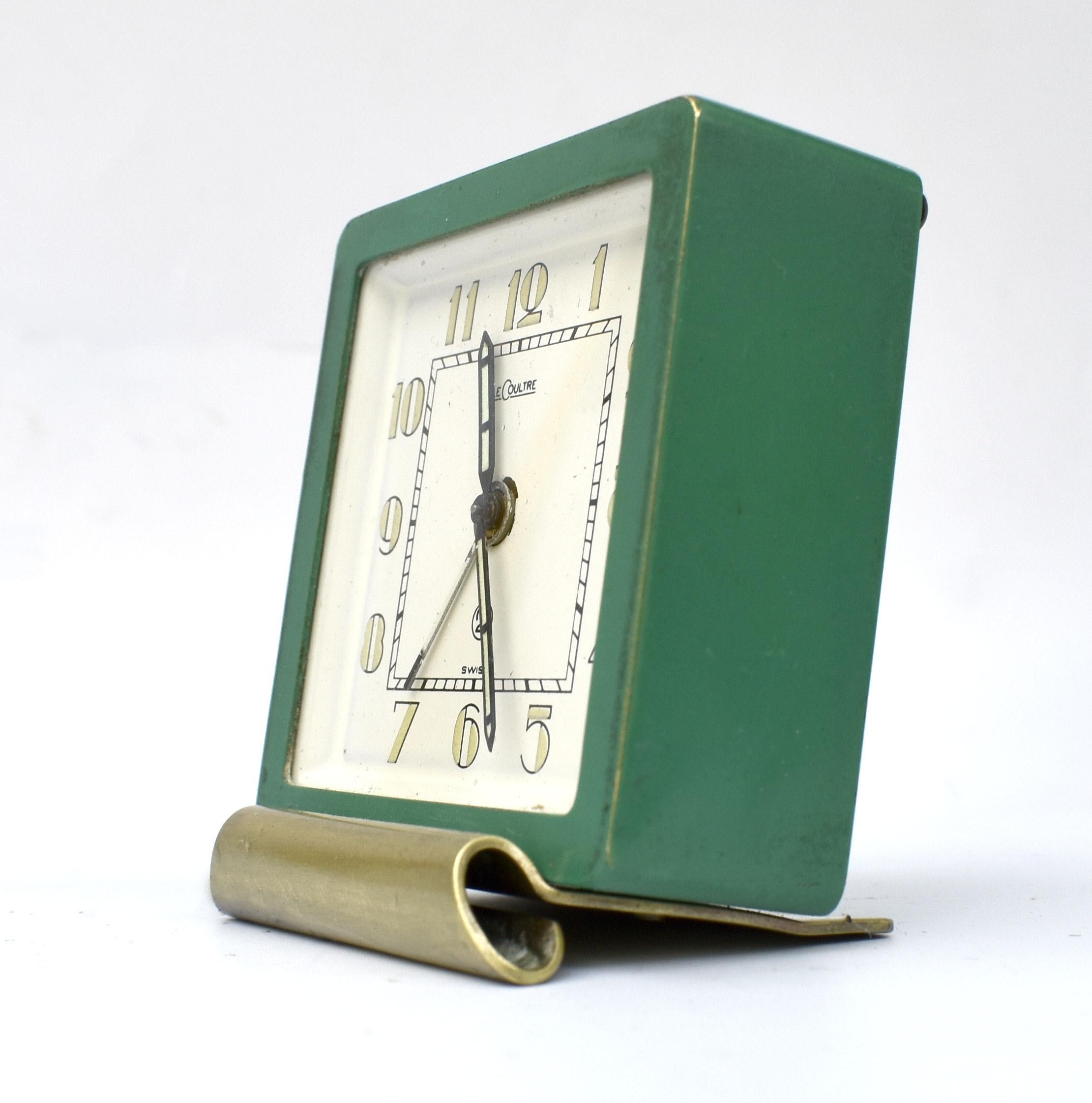 Horloge d'alarme miniature Art Déco rare de Jaeger-LeCoultre, vers 1930 en vente 1