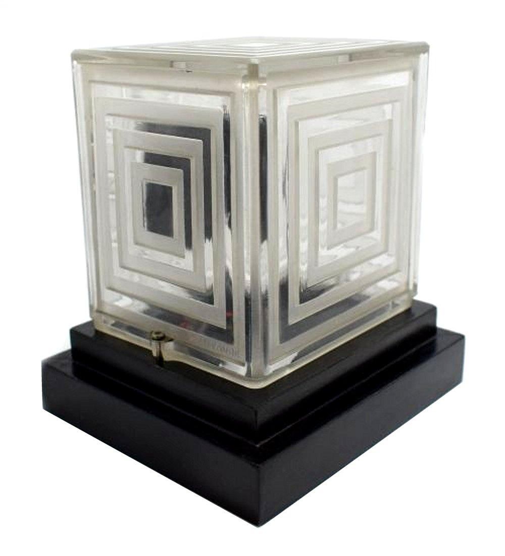 Art Deco Rare Modernist Glass Clock, Signed P.M.Favre, France, c1930s In Good Condition For Sale In Devon, England