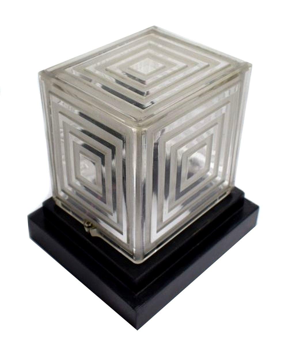 20th Century Art Deco Rare Modernist Glass Clock, Signed P.M.Favre, France, c1930s For Sale