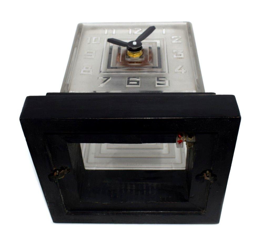 Art Deco Rare Modernist Glass Clock, Signed P.M.Favre, France, c1930s For Sale 3