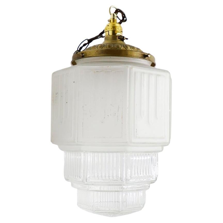 Art Deco Rare Opaline Glass Pendant Light