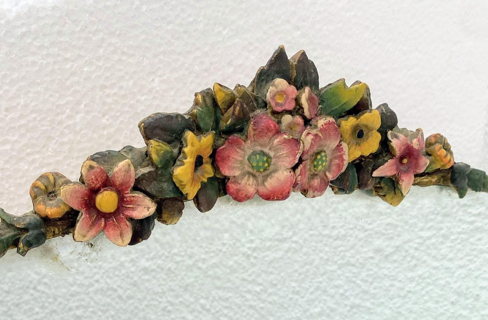 Art Deco Raro Espejo Biselado Original Barbola Floral, Inglés, c1930 en venta 2