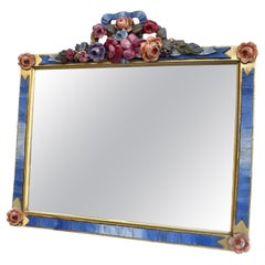 Vintage Art Deco Rare Original Barbola Bevelled Mirror Floral, English, c1930