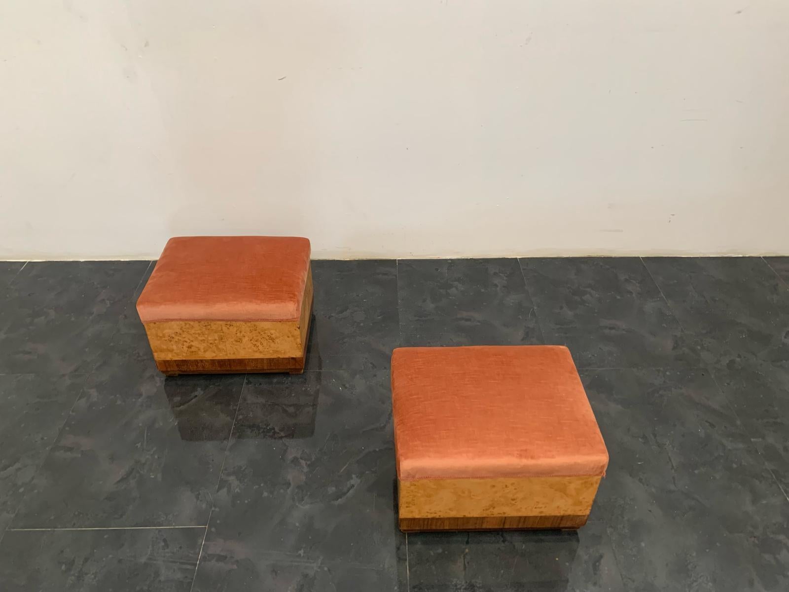 Art Deco Rational Poufs in Tuja Root, 1930s For Sale 6