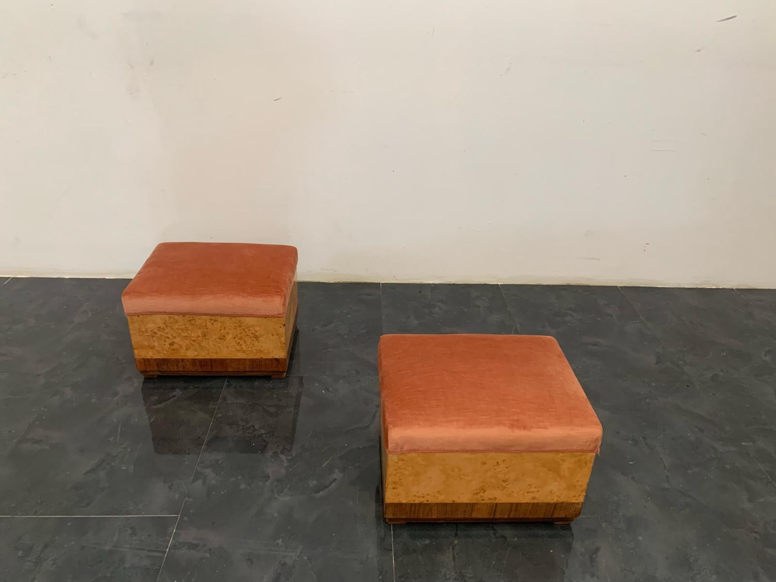 Art Deco Rational Poufs in Tuja Root, 1930s For Sale 7