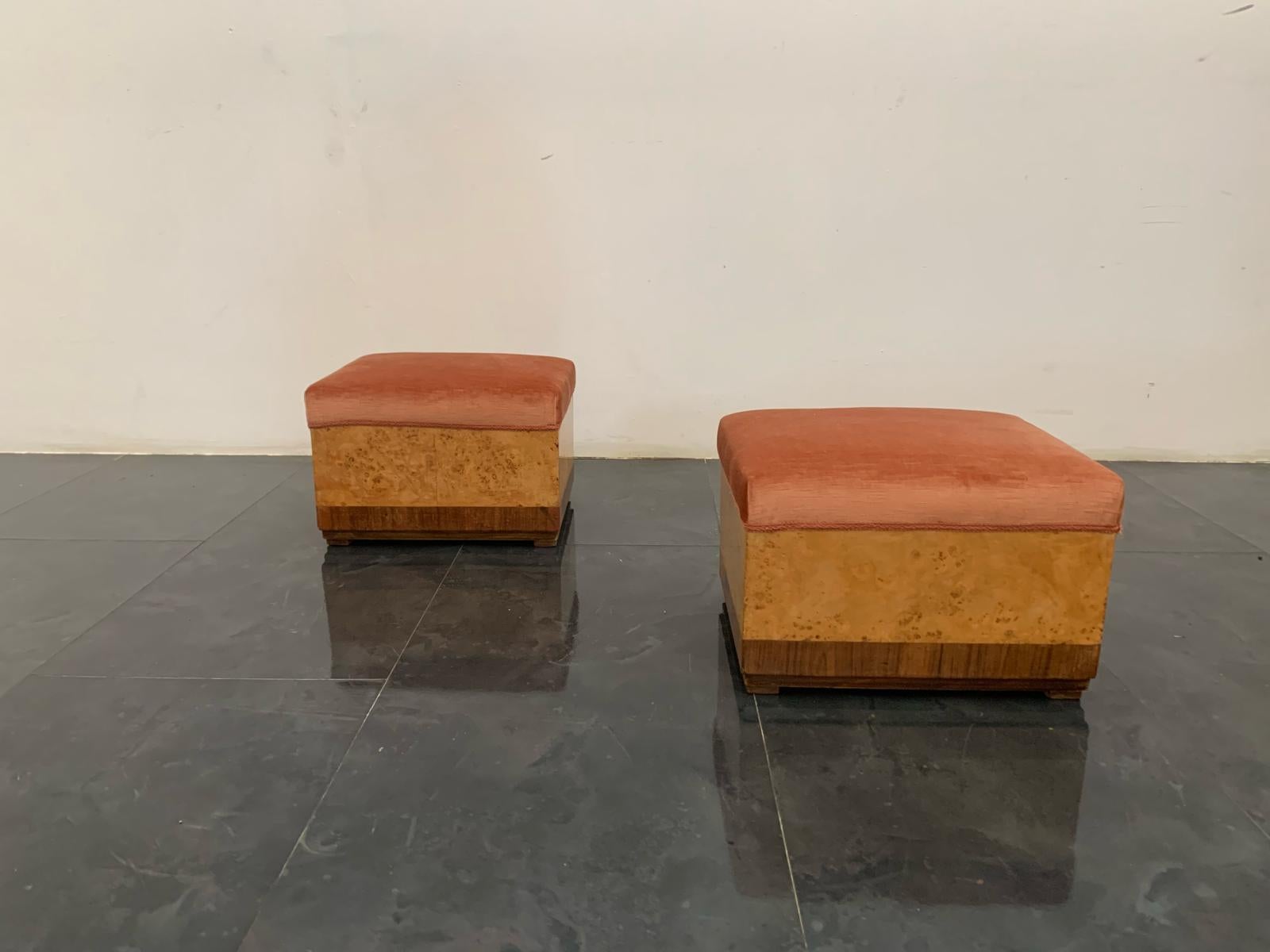 Art Deco Rationalist Armchair with Pouf, 1930s, Set of 2 6
