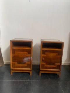 Art Deco Rationalist Bedside Tables, Italy, 1930s, Set of 2
