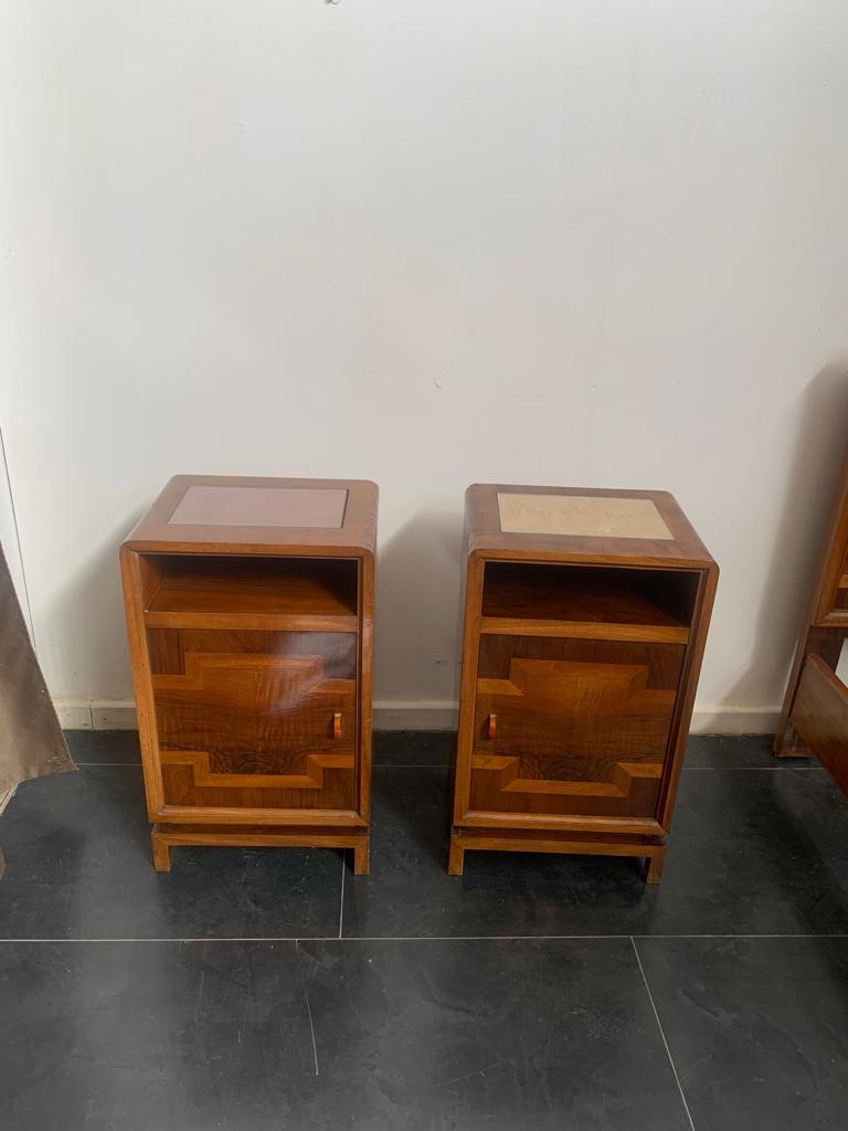 Italian Art Deco Rationalist Bedside Tables, Italy, 1930s, Set of 2