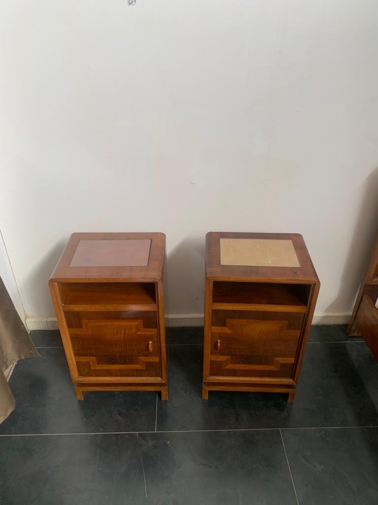 Mid-20th Century Art Deco Rationalist Bedside Tables, Italy, 1930s, Set of 2