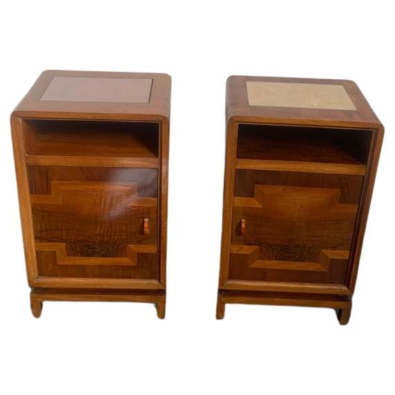 Art Deco Rationalist Bedside Tables, Italy, 1930s, Set of 2