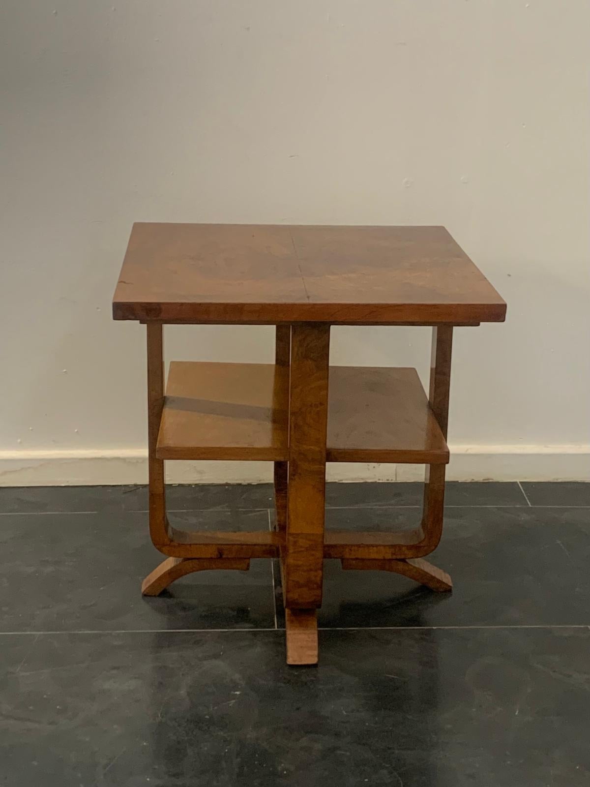 Art Deco Rationalist Walnut and Briar Coffee Table, 1930s.
Packaging with bubble wrap and cardboard boxes is included. If the wooden packaging is needed (fumigated crates or boxes) for US and International Shipping, it's required a separate cost