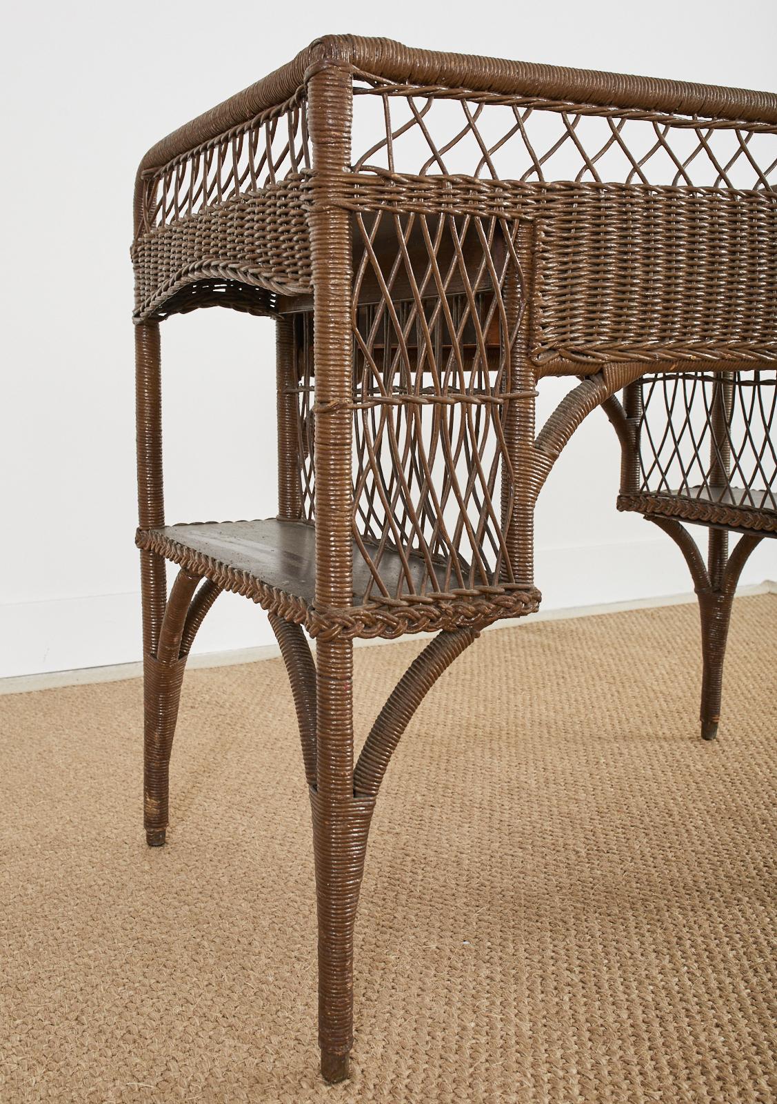Art Deco Rattan and Wicker Desk by Heywood-Wakefield 4