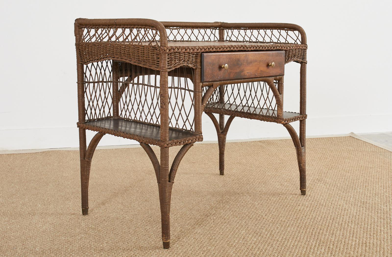 Art Deco Rattan and Wicker Desk by Heywood-Wakefield 5