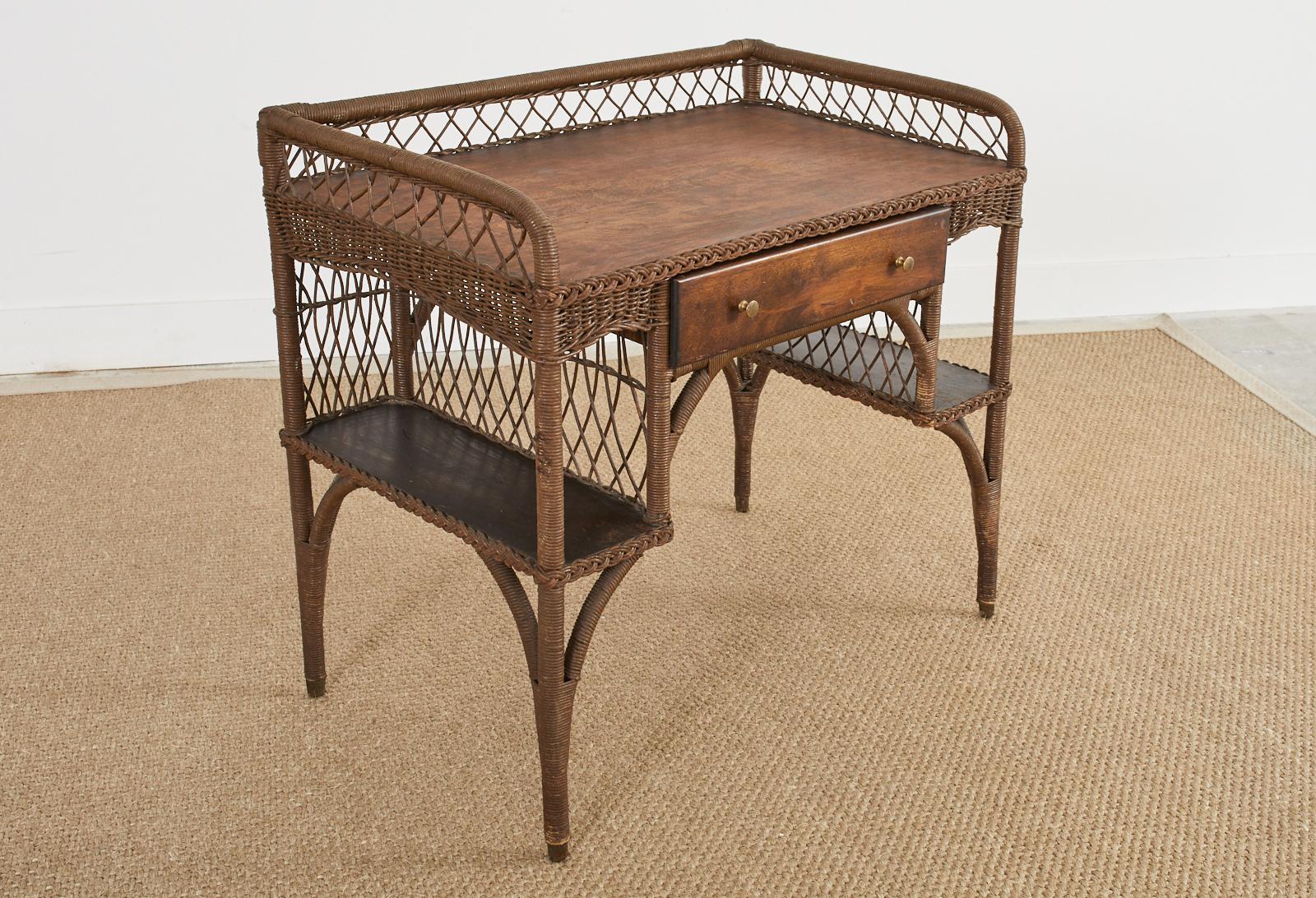 Art Deco Rattan and Wicker Desk by Heywood-Wakefield 6