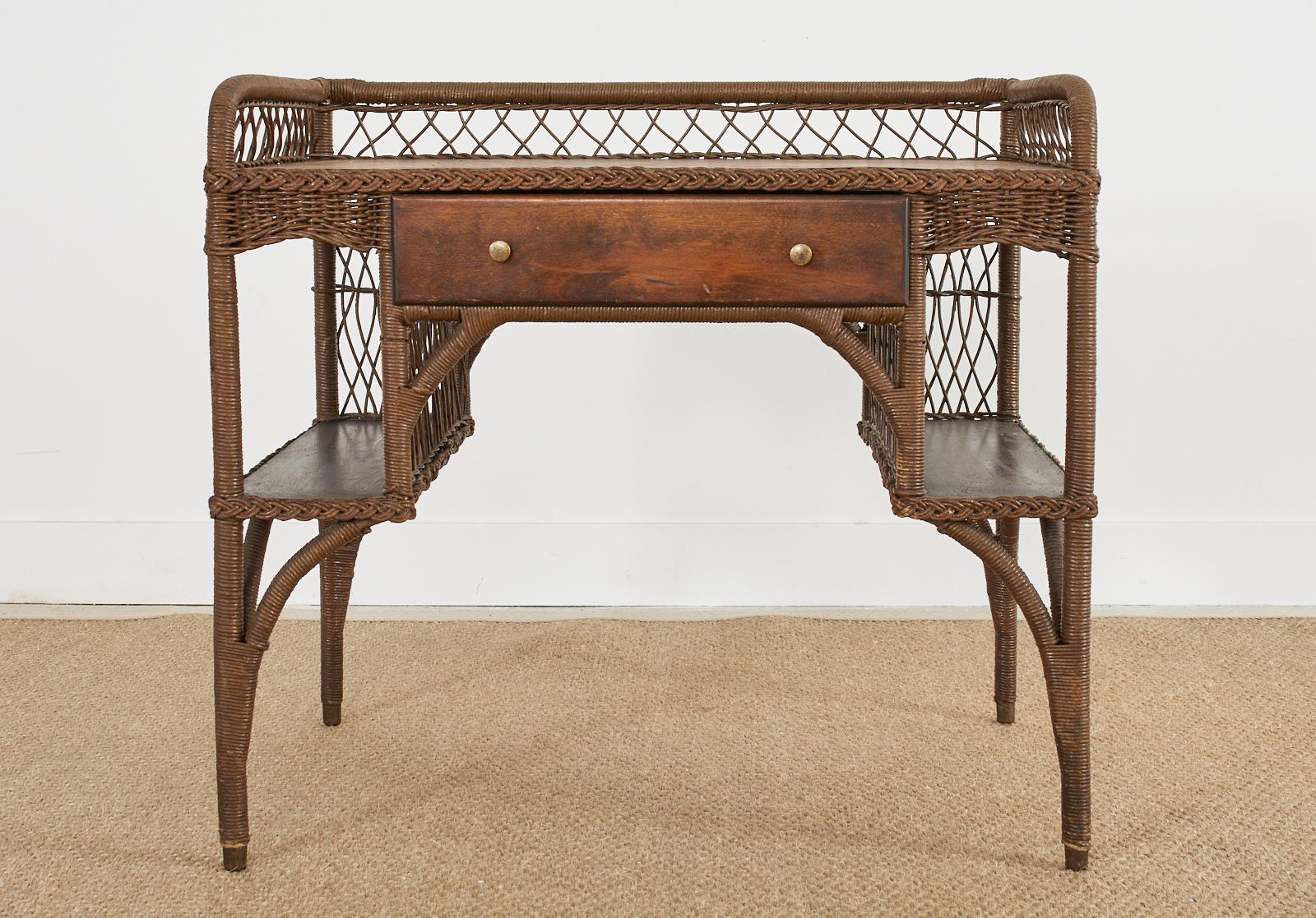 American Art Deco Rattan and Wicker Desk by Heywood-Wakefield