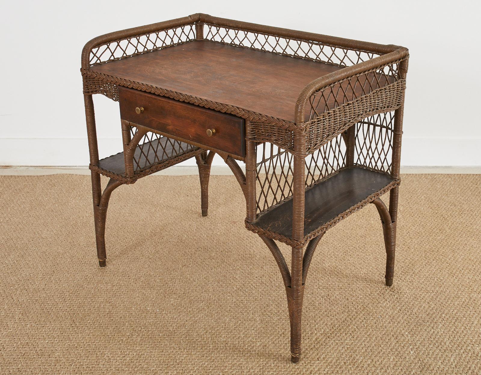 Art Deco Rattan and Wicker Desk by Heywood-Wakefield 1