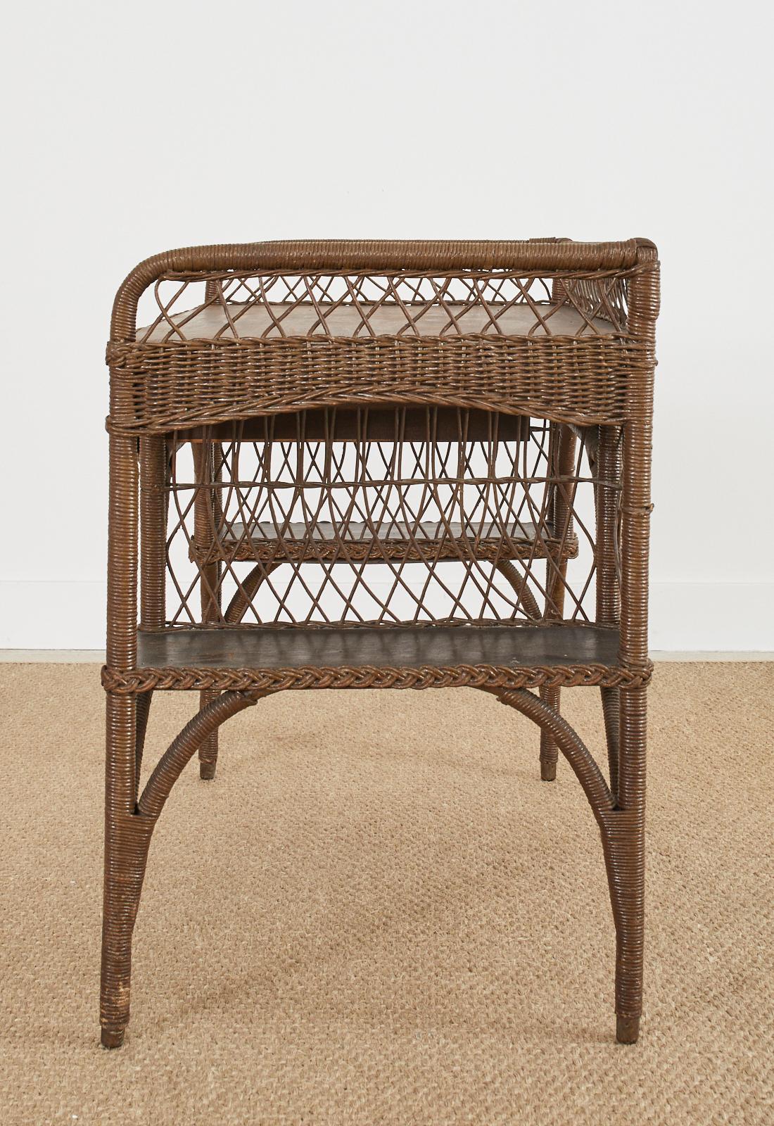 Art Deco Rattan and Wicker Desk by Heywood-Wakefield 2