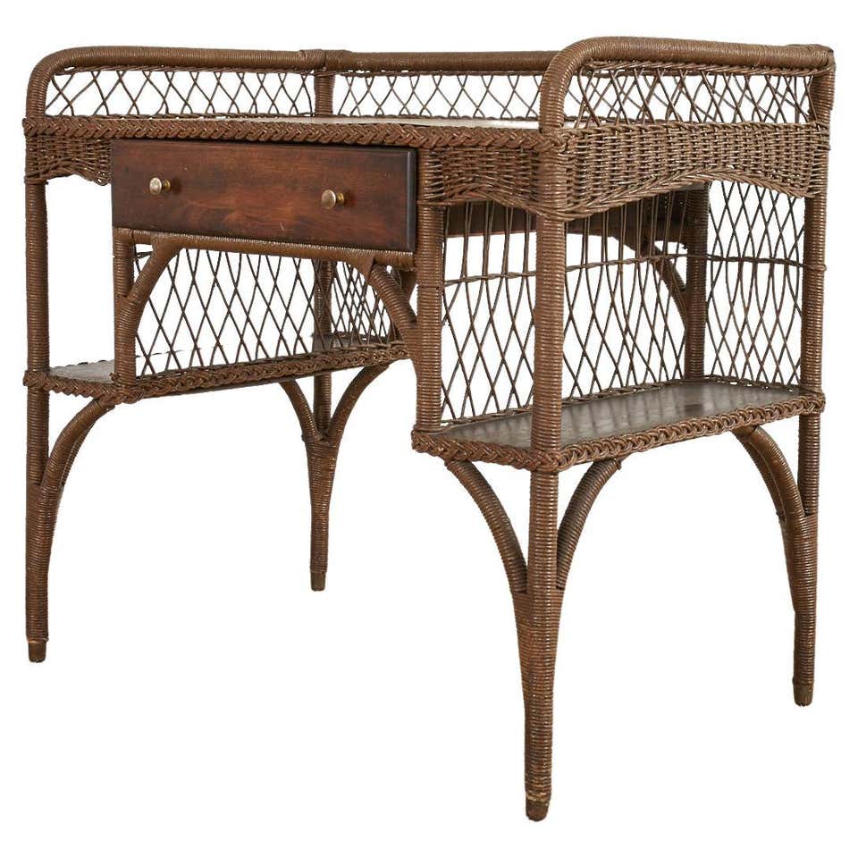 Vintage Rattan Desk and Chair at 1stDibs