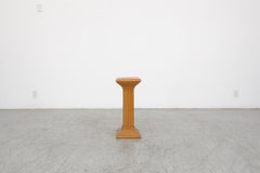 Art Deco Style Rattan Pedestal Plant Stand with Inlaid Geometrical Pattern