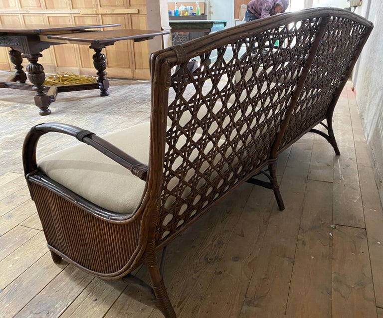 Art Deco Rattan Porch Sofa and Chair Set For Sale at 1stDibs
